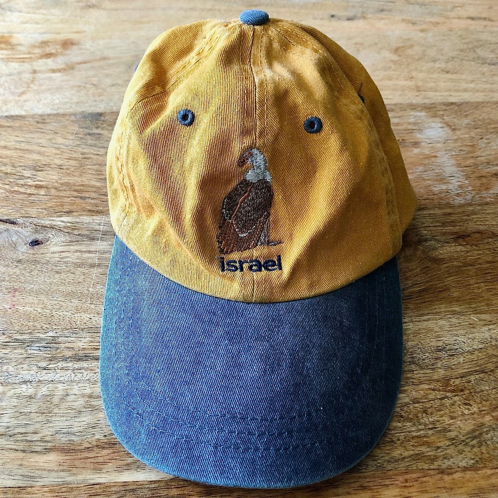 Vintage Israel Blue and Yellow Baseball Cap Hat